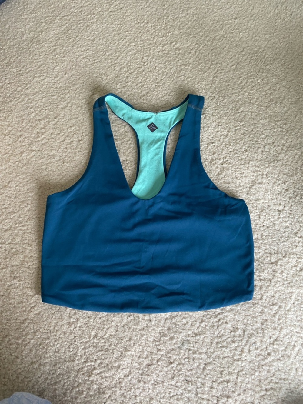 Beyond yoga Teal Blue wRacerback Sports Bra with teal blue Lining